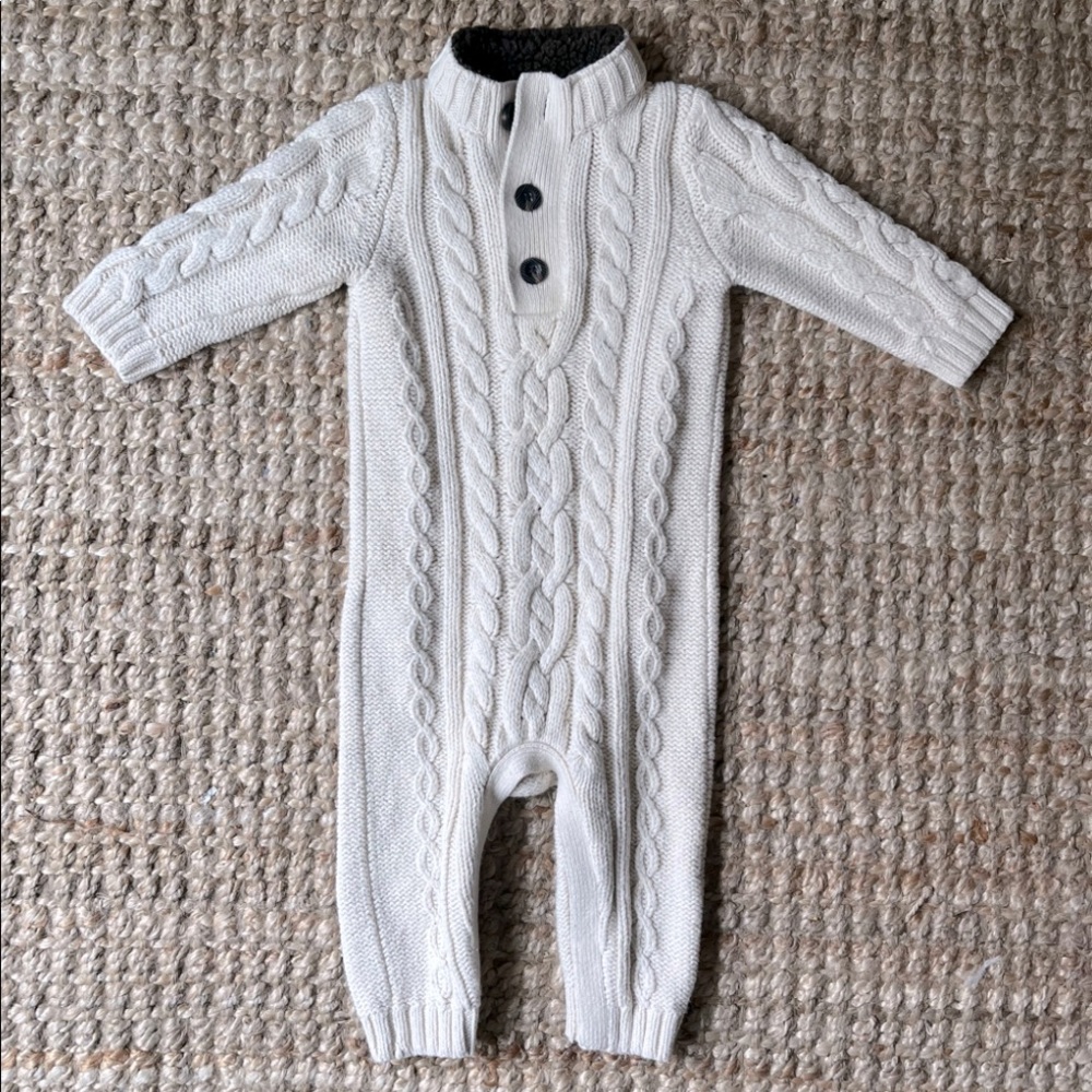 🐑 baby gap cable knit jumpsuit